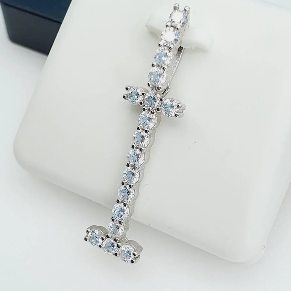 "925 Sterling Silver Cubic Zirconia Initial Pendant, UU1P6A6175 - Picture 1 of 10